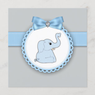 Invitación Elegante ducha de bebé de elefante azul