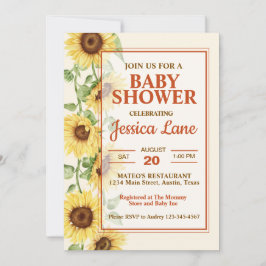Invitación Elegante Ducha de Bebe de Girasol