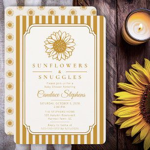 Invitación Elegante Ducha de Bebé de Girasoles y Mimos