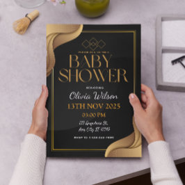 Invitación Elegante ducha de bebé neutra de género Gold