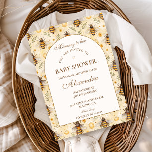 Invitación Elegante ducha de bebé para futura mamá abeja