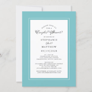 Invitación Elegante Ducha de Boda Azul Verde Acuático para Pa