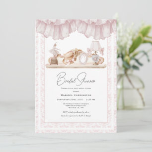 Invitación Elegante ducha de boda caprichosa de seda rosa