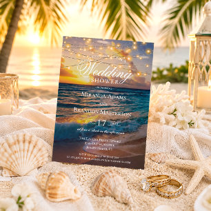 Invitación Elegante Ducha de Boda de Verano en la Playa del A
