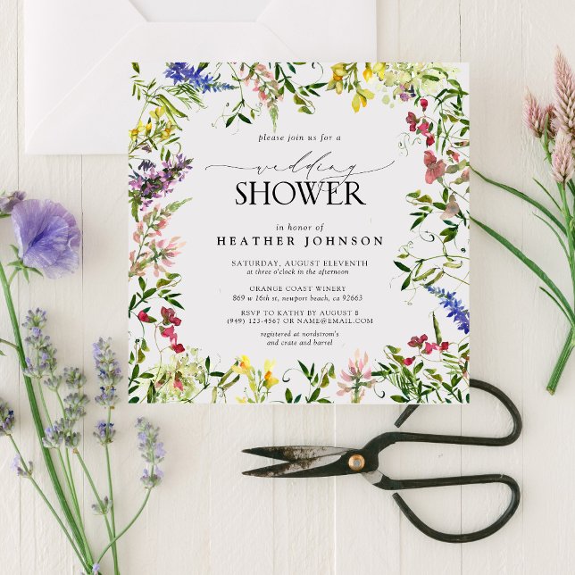 Invitación Elegante Ducha de Boda Floral de Verano (Wildflower Whispers: Celebrate Love at Our Bridal Shower)