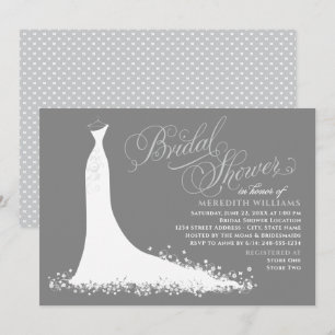 Invitación Elegante ducha de Boda gris de carbón vegetal