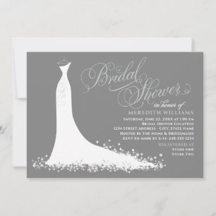 Invitación Elegante ducha de Boda gris de carbón vegetal