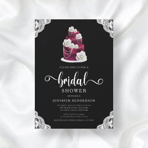 Invitación Elegante ducha de Boda negro para las novias