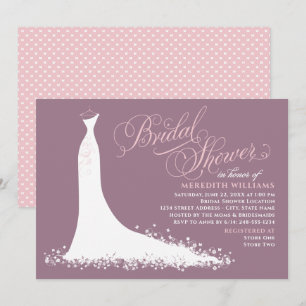 Invitación Elegante ducha de Boda rosa malva con traje de nov