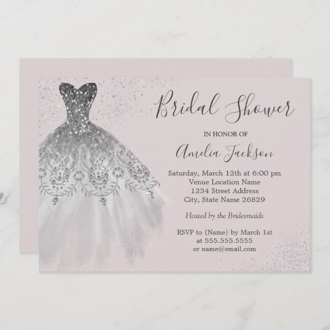 Invitación Elegante ducha de Boda rosa y turbio con traje de  (Anverso / Reverso)