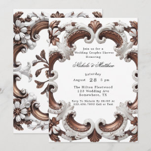 Invitación Elegante ducha de Bodas barrocos