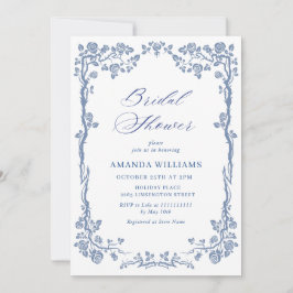 Invitación Elegante DUCHA DE BRIDAL DEL JARDÍN Azul