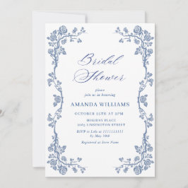 Invitación Elegante DUCHA DE BRIDAL DEL JARDÍN Azul