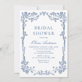 Invitación Elegante DUCHA DE BRIDAL DEL JARDÍN Azul