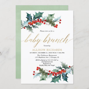 Invitación Elegante ducha de brunch dorado rojo