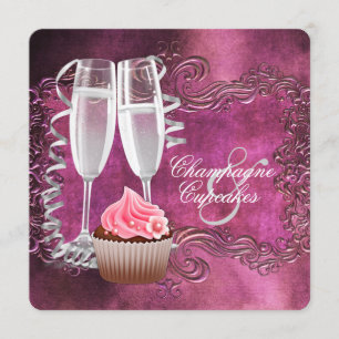 Invitación Elegante ducha de champán y torta nupcial