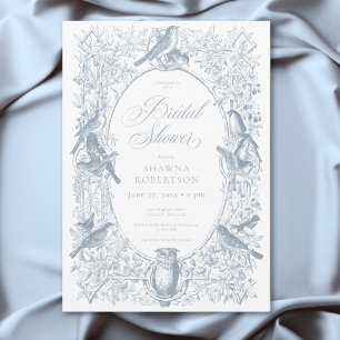 Invitación Elegante Ducha de Chinoiserie Azul Naturaleza y Pá