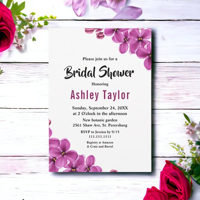 Invitación Elegante ducha de flores florales de orquídea púrp (Subido por el creador)