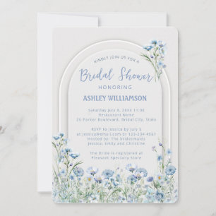 Invitación Elegante ducha de flores salvajes azul turquesa