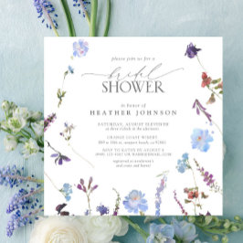 Invitación Elegante ducha de flores salvajes azul turquesa