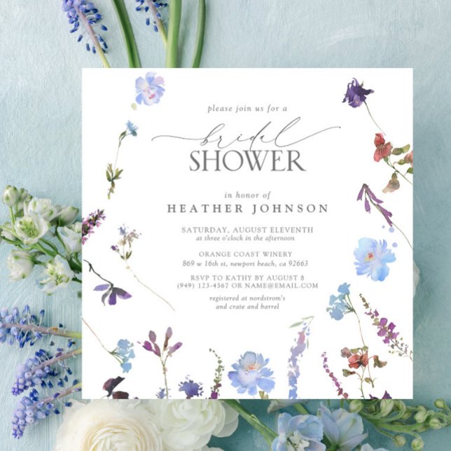 Invitación Elegante ducha de flores salvajes azul turquesa (Subido por el creador)
