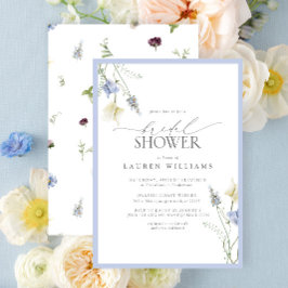 Invitación Elegante ducha de flores salvajes azul turquesa
