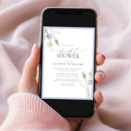 Invitación Elegante ducha de flores salvajes azul turquesa