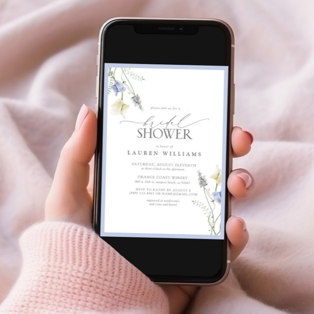 Invitación Elegante ducha de flores salvajes azul turquesa (Subido por el creador)