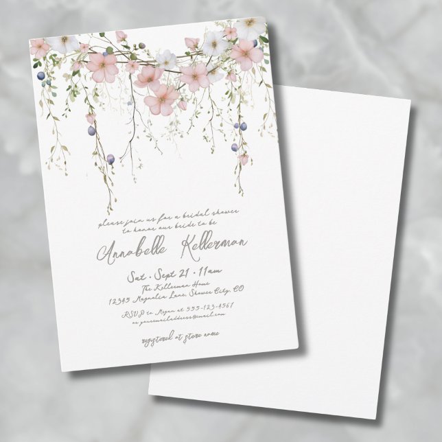 Invitación Elegante ducha de flores silvestres (Elegant Botanical Wildflower Floral Bridal Shower Invitation)
