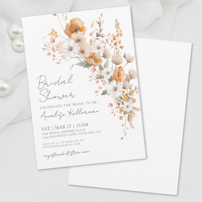 Invitación Elegante ducha de flores silvestres (Elegant Wildflower Floral Bridal Shower Invitation )