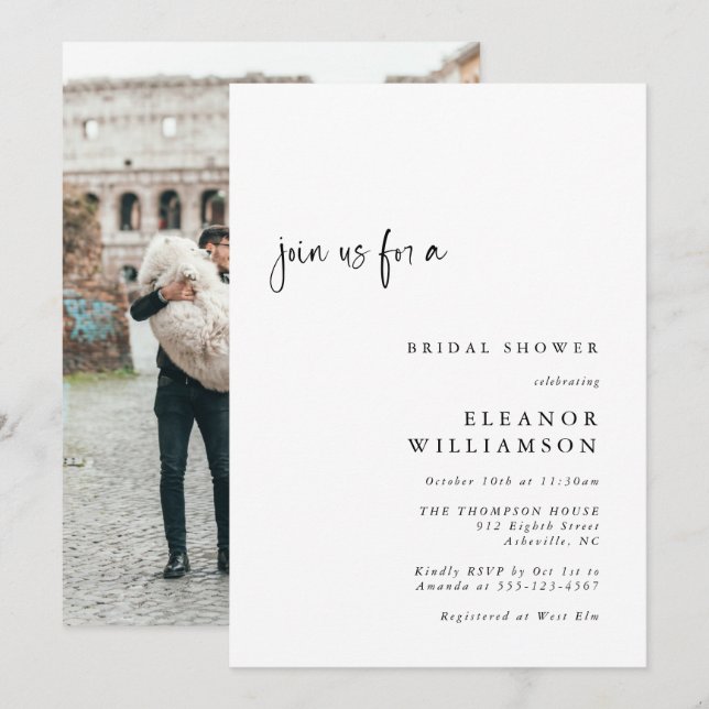Invitación Elegante ducha de fotos Minimalistas  (Anverso / Reverso)