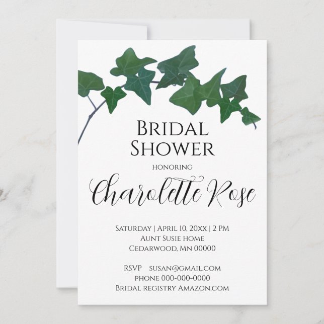 Invitación Elegante ducha de marfil verde inglés (Anverso)