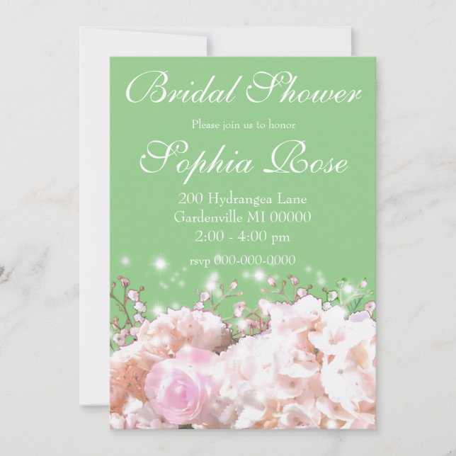 Invitación Elegante ducha de matrimonio de hortensias florale (Anverso)