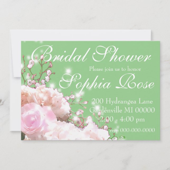 Invitación Elegante ducha de matrimonio de hortensias florale (Anverso)