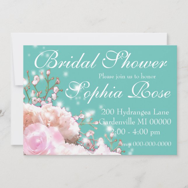 Invitación Elegante ducha de matrimonio de hortensias florale (Anverso)