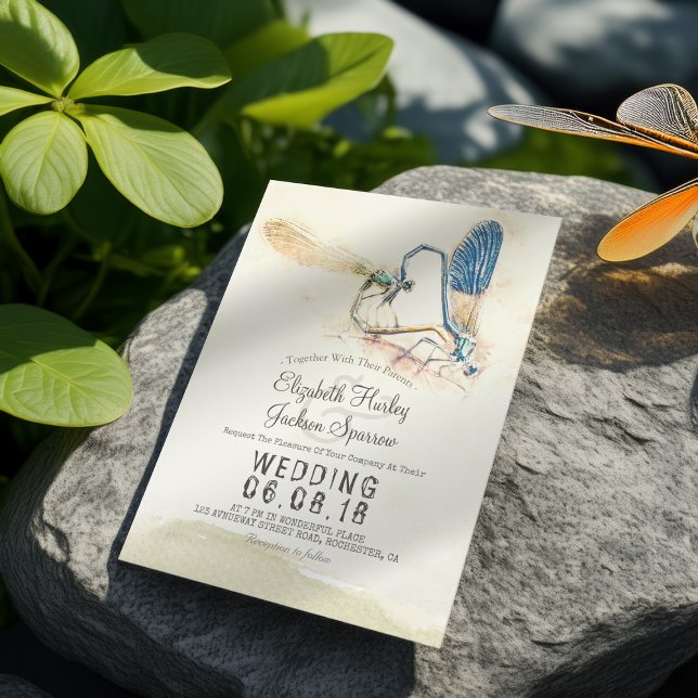 Invitación Elegante ducha de matrimonio de natación con mosca (Subido por el creador)
