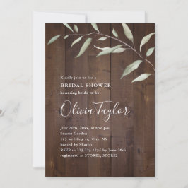 Invitación Elegante ducha de matrimonio rústica de madera ver