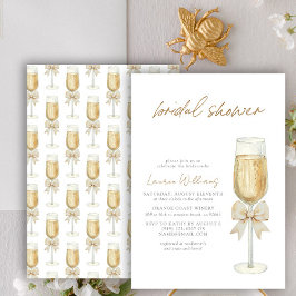 Invitación Elegante ducha de Moda de champagne Bow Script Bri