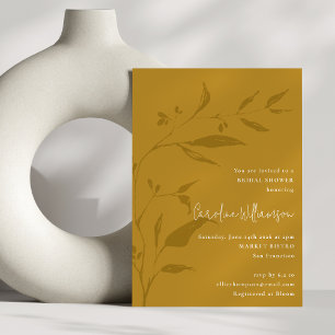 Invitación Elegante ducha de Moda de Mostaza Boho Botánica