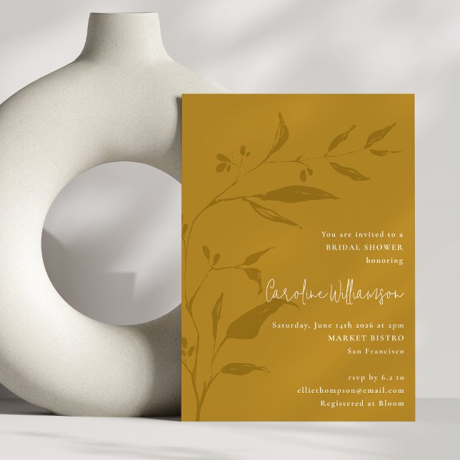 Invitación Elegante ducha de Moda de Mostaza Boho Botánica (Subido por el creador)