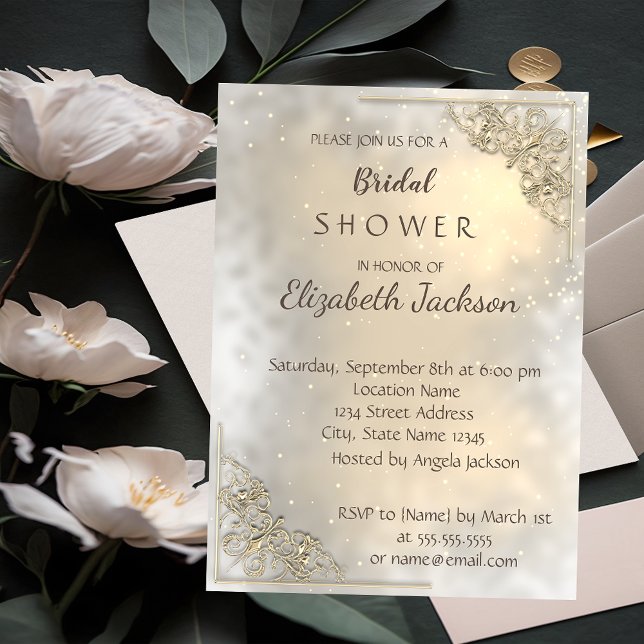 Invitación Elegante ducha de Moda dorada (Subido por el creador)