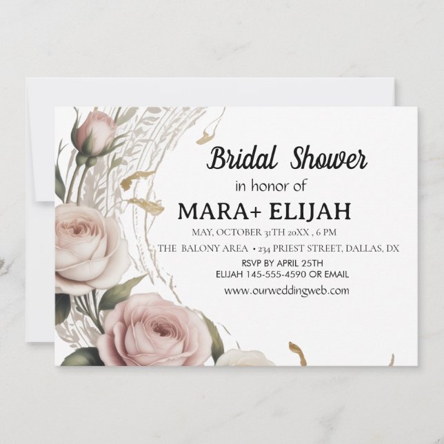 Invitación Elegante ducha de novia (Anverso)