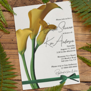 Invitación Elegante ducha de novia amarilla Calla Lily