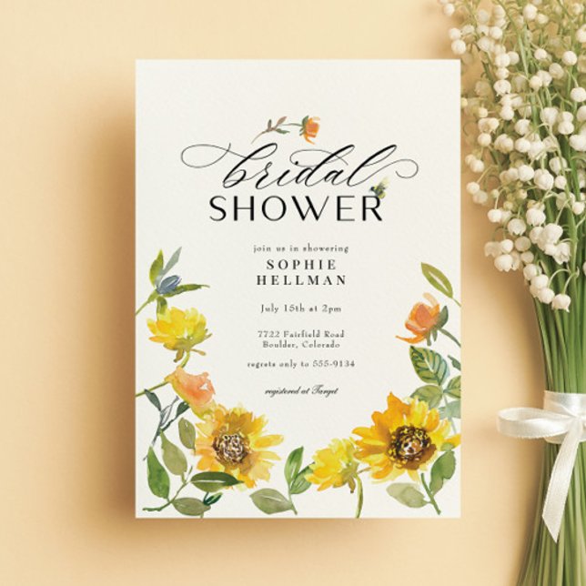 Invitación Elegante ducha de novia amarilla Sunflower Sunny B (Subido por el creador)