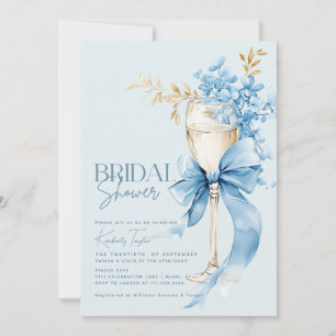 Invitación Elegante ducha de novia azul Hydrangea Bow