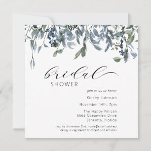 Invitación Elegante ducha de novia azul turquesa