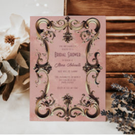 Invitación Elegante ducha de novia barroca rococó en Rubor