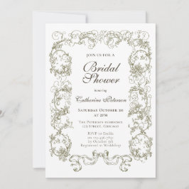Invitación Elegante ducha de novia beige-blanco-ornato