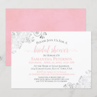 Elegante ducha de novia blanca de encaje rosado co