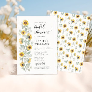 Invitación Elegante ducha de novia boho Sunflower